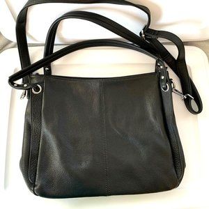 Black leather crossbody bag or handbag